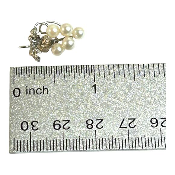 Vintage Dainty Silver Tone Ornate Mini Faux Pearls Grape Cluster Pendant - Picture 4 of 7